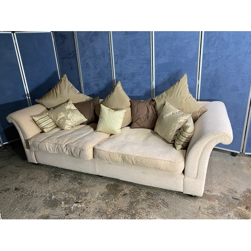 235 - Two large three seater upholstered sofas. 

Dimensions - 31