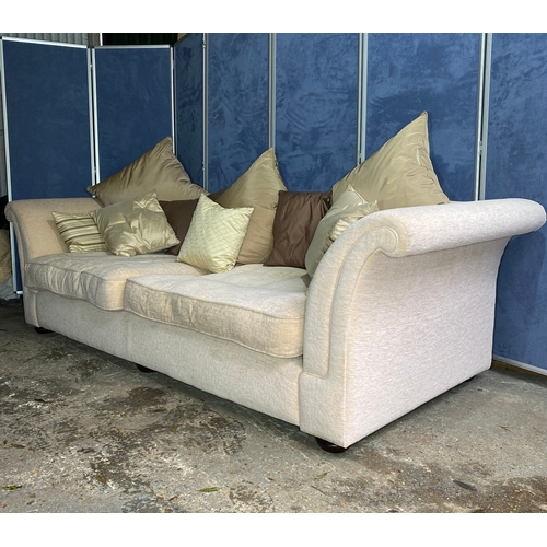 235 - Two large three seater upholstered sofas. 

Dimensions - 31