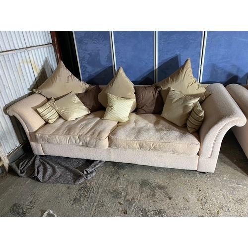 235 - Two large three seater upholstered sofas. 

Dimensions - 31