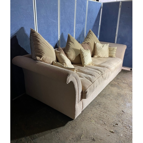 235 - Two large three seater upholstered sofas. 

Dimensions - 31