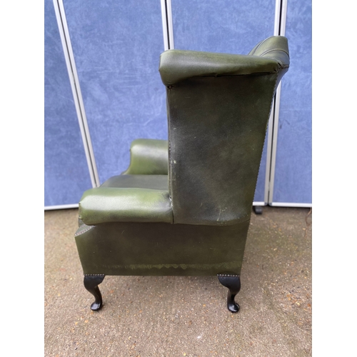 240 - Green Chesterfield style button back armchair. 

Dimensions - 36