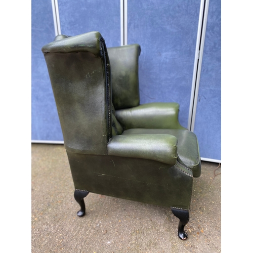 240 - Green Chesterfield style button back armchair. 

Dimensions - 36