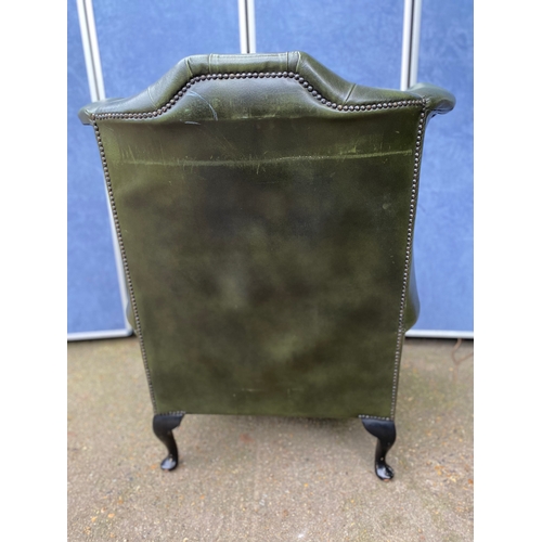 240 - Green Chesterfield style button back armchair. 

Dimensions - 36