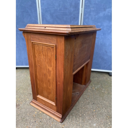 247 - Mid century teak sewing machine table and upholstered stool. 

Please see images for dimensions.