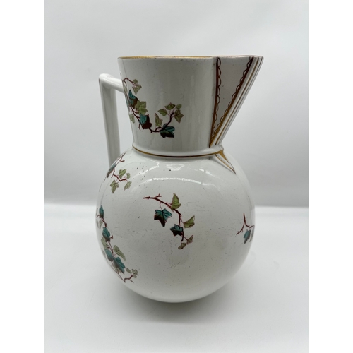 2 - 19th century ceramic water jug with Ivy pattern - 30cm