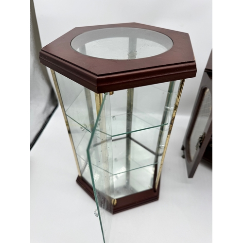 10 - Miniature glass display case + antique styled jewellery box