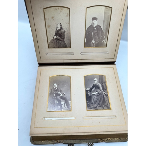 17 - Quantity of 19th century leather bound photograph albums with family portraits + 1709 Bible