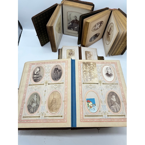 17 - Quantity of 19th century leather bound photograph albums with family portraits + 1709 Bible