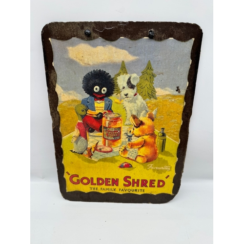 18 - Vintage Robertson Golden Shred Golly Soft Toys + repro plaque on slate