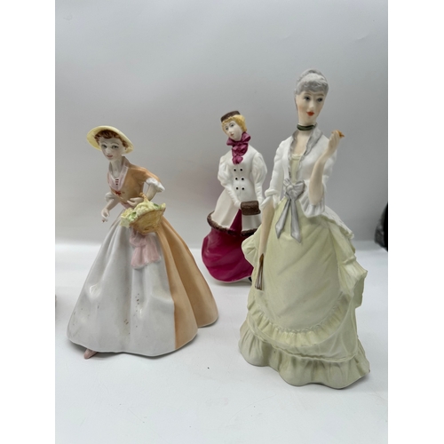 20 - Set of Six Royal Worcester Porcelain Lady Figurines - Charity, Crinoline, Sunday Morning, Rachael, F... 