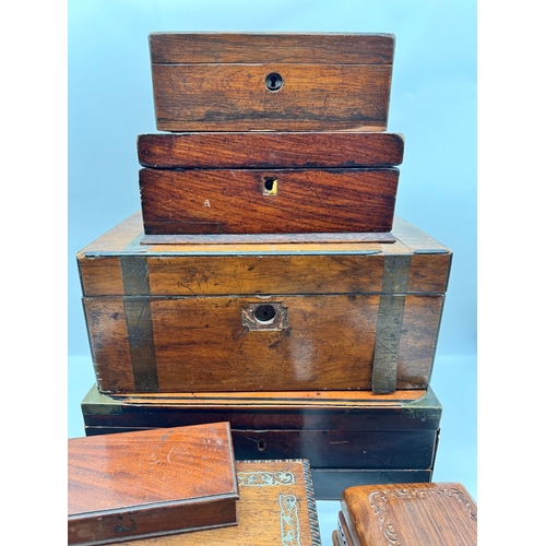 22 - Quantity of antique - vintage wooden boxes / cases