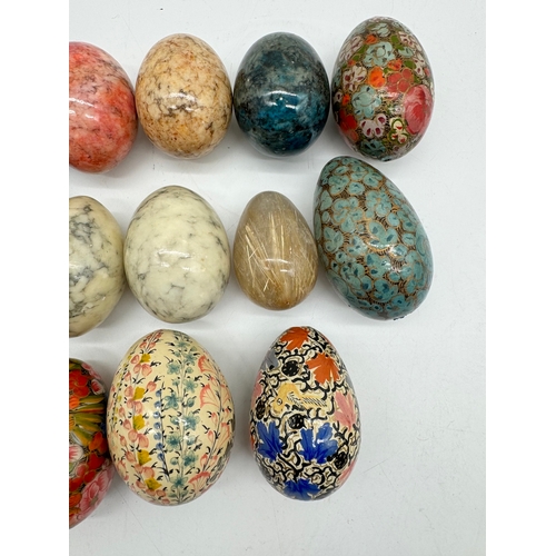 40 - Lot of 14 decorative stone / paper mache Eggs