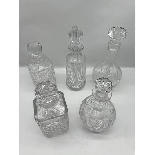 55 - Lot of Five Cut Crystal Decanters