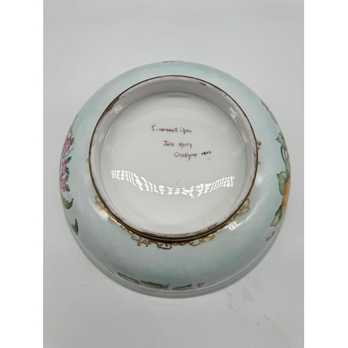 56 - vintage Julie Merry Hand painted Bowl - Caverswall China - 26cm