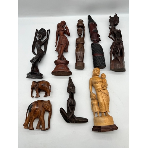 58 - Qunaity of carved wooden African / Asian figures