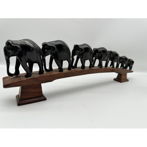 61 - Collection of carved African Wood / Bone Elephants