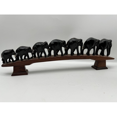 61 - Collection of carved African Wood / Bone Elephants