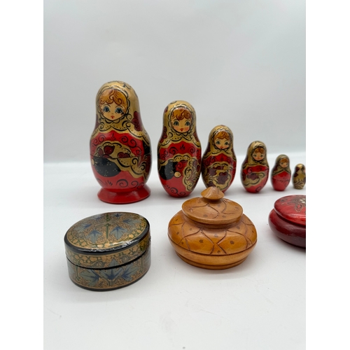 63 - Russian Doll + wood / paper mache collectables