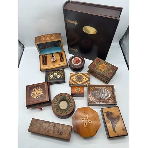 65 - Collection of various wooden jewellery boxes / cases