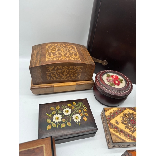 65 - Collection of various wooden jewellery boxes / cases