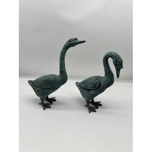 Two bronze / brass Geese Ornaments 25cm