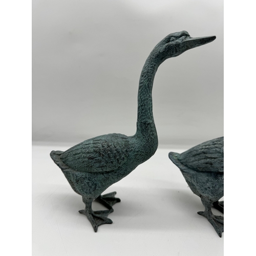 87 - Two bronze / brass Geese Ornaments 25cm