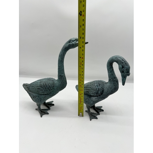 87 - Two bronze / brass Geese Ornaments 25cm