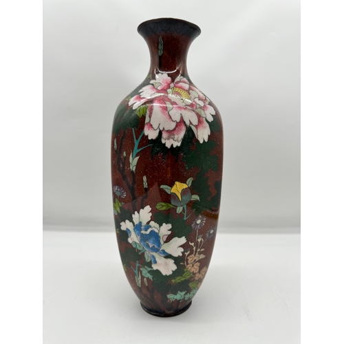 88 - Striking Antique Japanese Cloisonné vase 37cm Bronze / Gold Speckle -