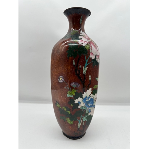 88 - Striking Antique Japanese Cloisonné vase 37cm Bronze / Gold Speckle -