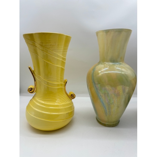 90 - Lot of Four vases / pots inc Vintage Yellow Falcon Ware Vase , W Germany Vase