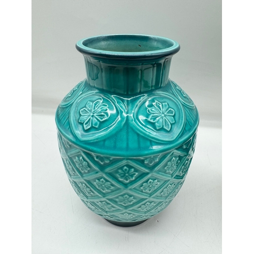 93 - Vintage Teal Beswick Vase + Bay West Germany Vase