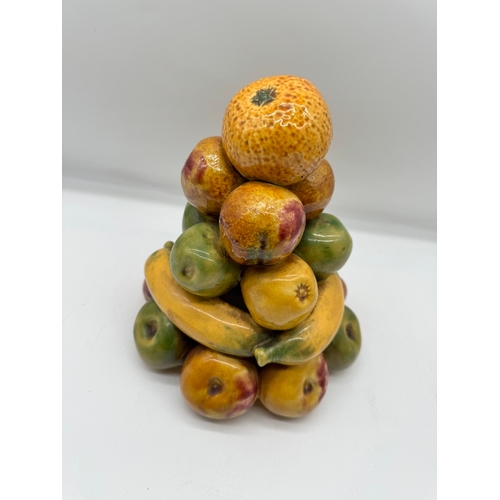 95 - vintage Terracotta Painted Fruit ornament - 22cm