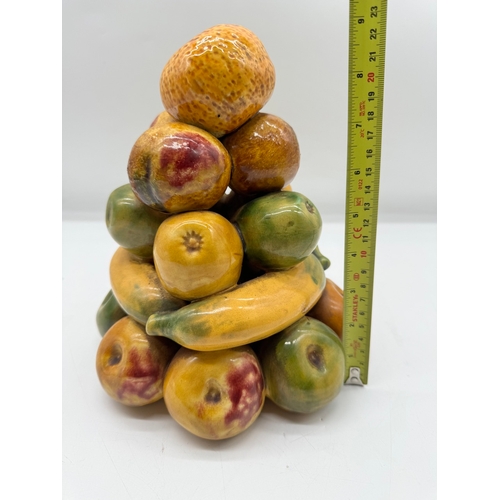 95 - vintage Terracotta Painted Fruit ornament - 22cm