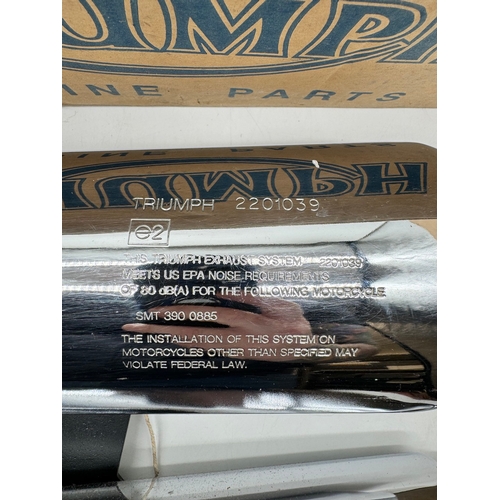 98 - Pair of Triumph Thruxton Silencer Motorcycle Exhausts - 2201039 in box