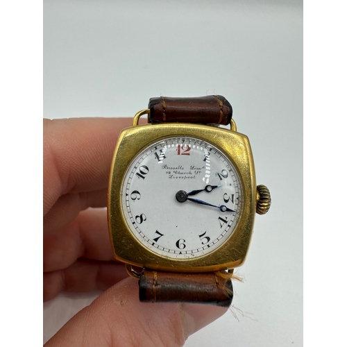 117 - 18ct Yellow Gold Cased Russells Limited Wristwatch c1920/30's