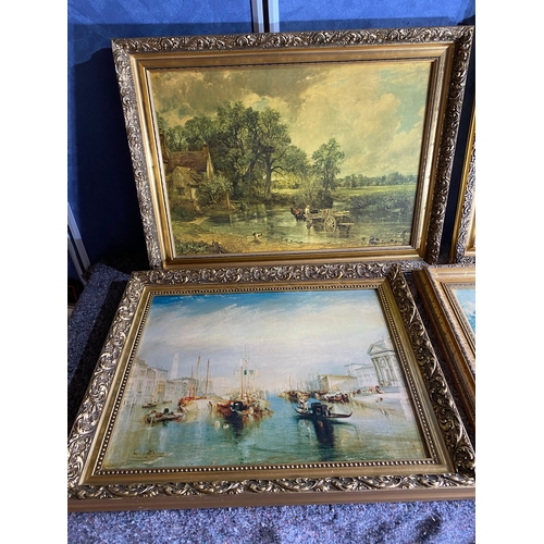 334 - A lot of four vintage prints in gilt frames.