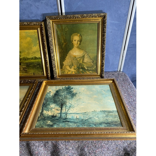 334 - A lot of four vintage prints in gilt frames.