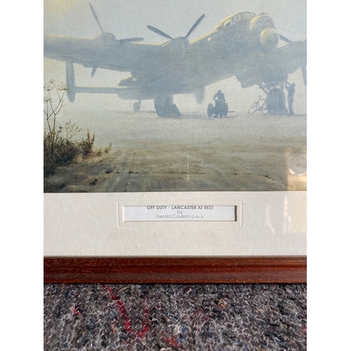 Signed Print Of An Off Duty Lancaster Bomber Plane By Gerald Coulson