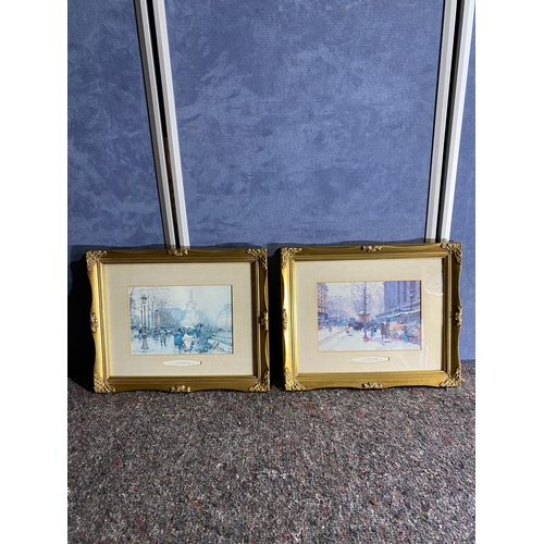 381 - Two framed watercolour prints by Eugene G-Laloue