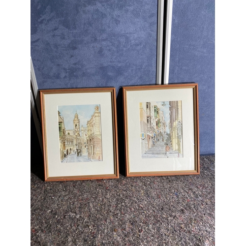 382 - A pair of interesting watercolour prints.