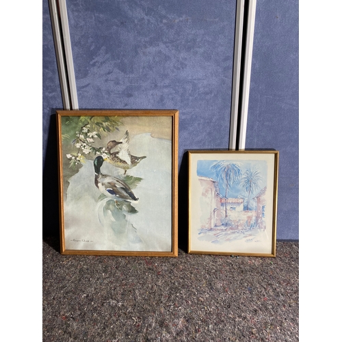 386 - Two naturalistic signed watercolour prints