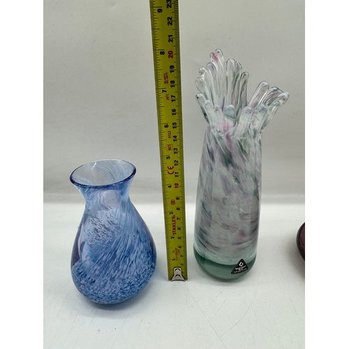 131 - Four vintage studio art glass pieces inc Isle of Wight Studio,