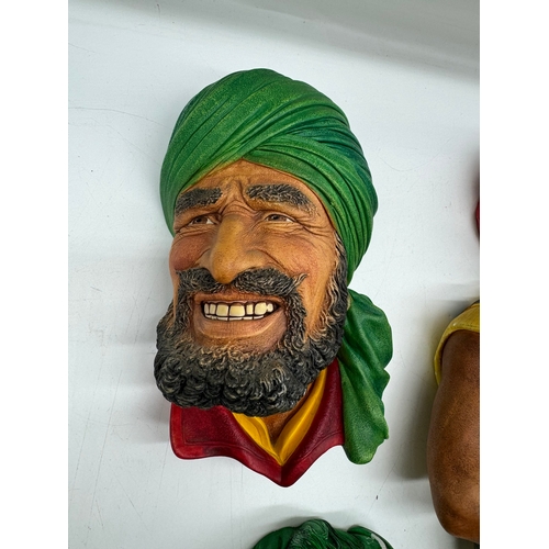 135 - Vintage Bossons plaster Head Wall Hangings - Punjabi, Kurd, Pathan