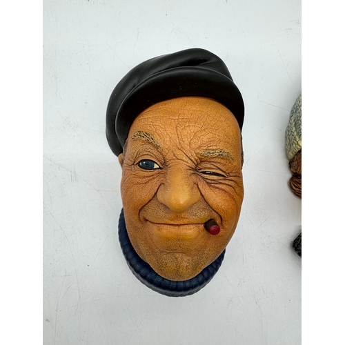 136 - Vintage Bossons plaster Head Wall Hangings - Clipper Captain, Life-Boatman, Fisherman, Boatman