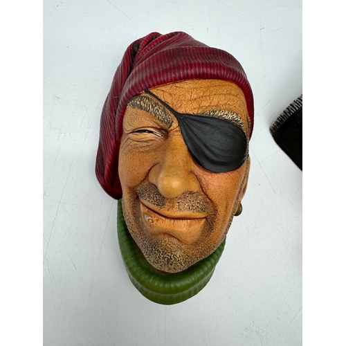 138 - Vintage Bossons plaster Head Wall Hangings - Buccaneer, Blackbeard, Captain Kid