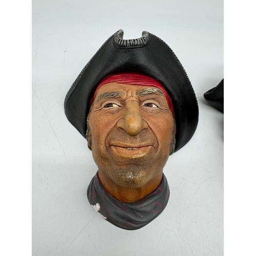 138 - Vintage Bossons plaster Head Wall Hangings - Buccaneer, Blackbeard, Captain Kid