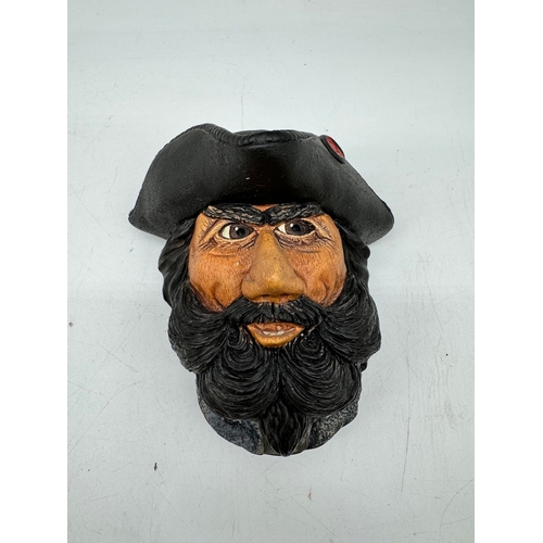 138 - Vintage Bossons plaster Head Wall Hangings - Buccaneer, Blackbeard, Captain Kid