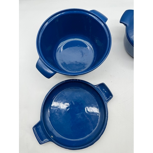 144 - Two Vintage Blue Cast Iron Danish Nacco Cooking Pots