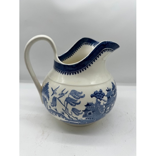 145 - Antique Mintons Waring & Gillow Blue & White Transfer Water Jug & Bowl