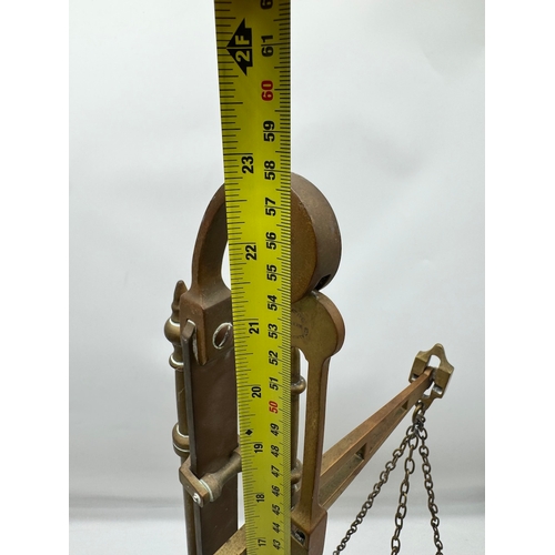 147 - Antique Co-Operative Wholesale Society Ltd Brass Weighing Scales with Weights